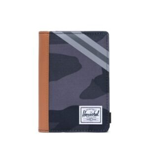 Herschel Raynor Pasaport Kılıfı RFID – Night Camo/synthetic Leather Stripe Grey/black