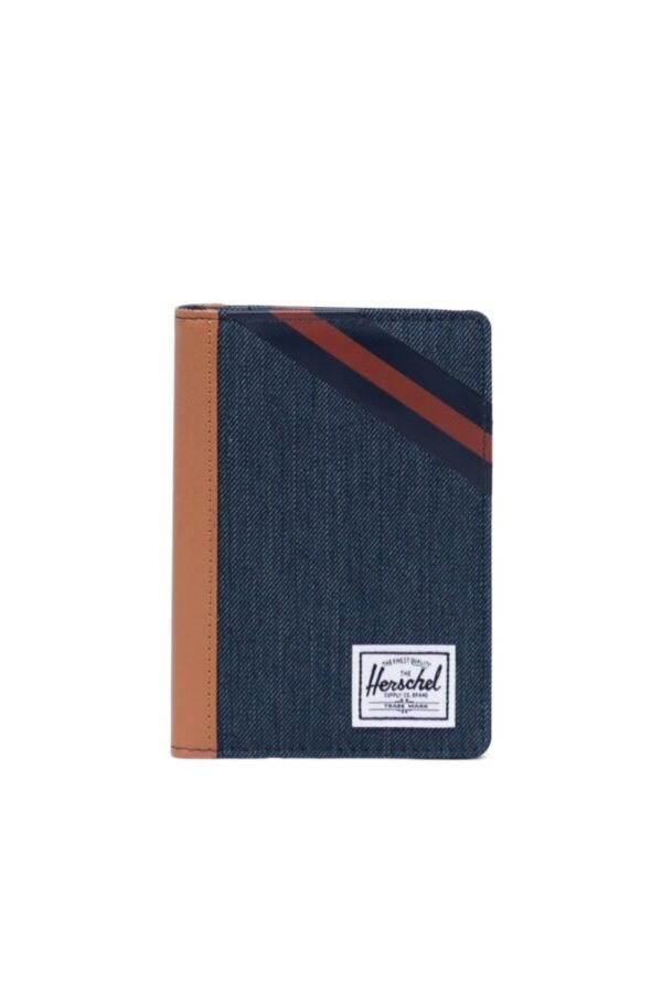 Herschel Raynor Обложка для паспорта RFID – Indigo Denim/synthetic Leather Stripe Peacoat/picante