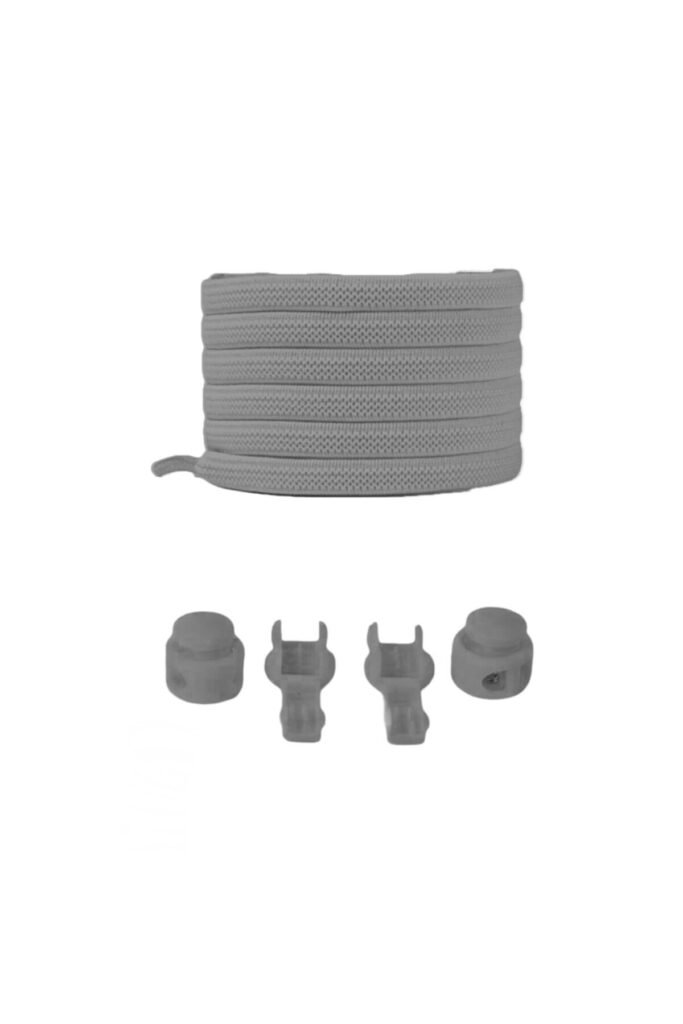 Gri Yassı Akıllı Kilitli Elastik Ayakkabı Bağcık / Elastic Shoelace Grey Flat