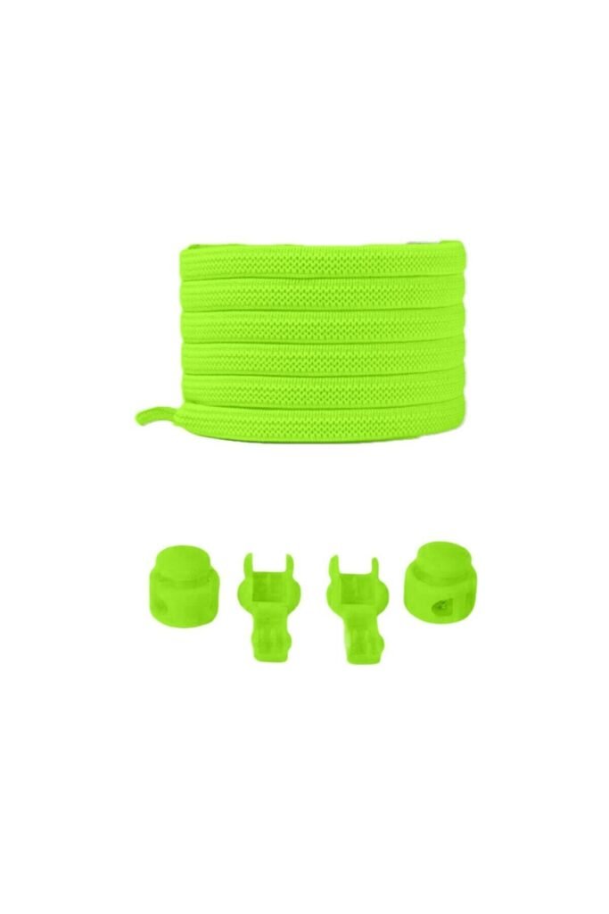 Florasan Yeşil Yassı Akıllı Kilitli Elastik Ayakkabı Bağcık / Elastic Sholace Neon Green Flat