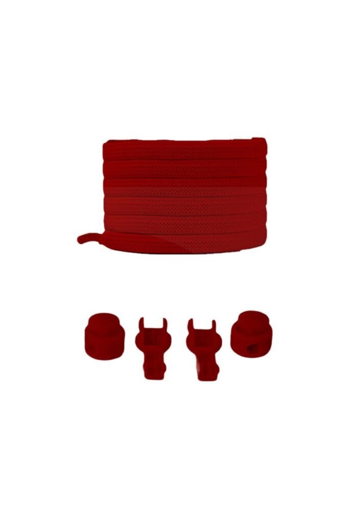Kırmızı Yassı Akıllı Kilitli Elastik Ayakkabı Bağcık / Elastic Shoelace Red Flat