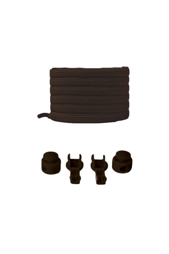Yassı Akıllı Kilitli Elastik Ayakkabı Bağcık Kahverengi / Elastic Shoelace Brown Flat