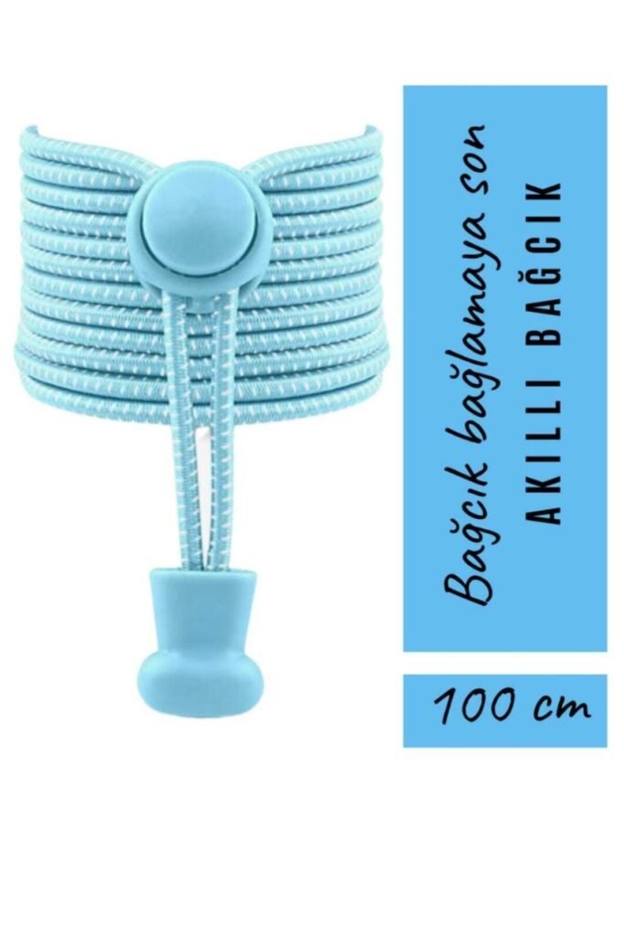 Akıllı Kilitli Elastik Ayakkabı Bağcığı / Elastic Shoelace White On Black Dots Round – Turkuaz kırçıllı