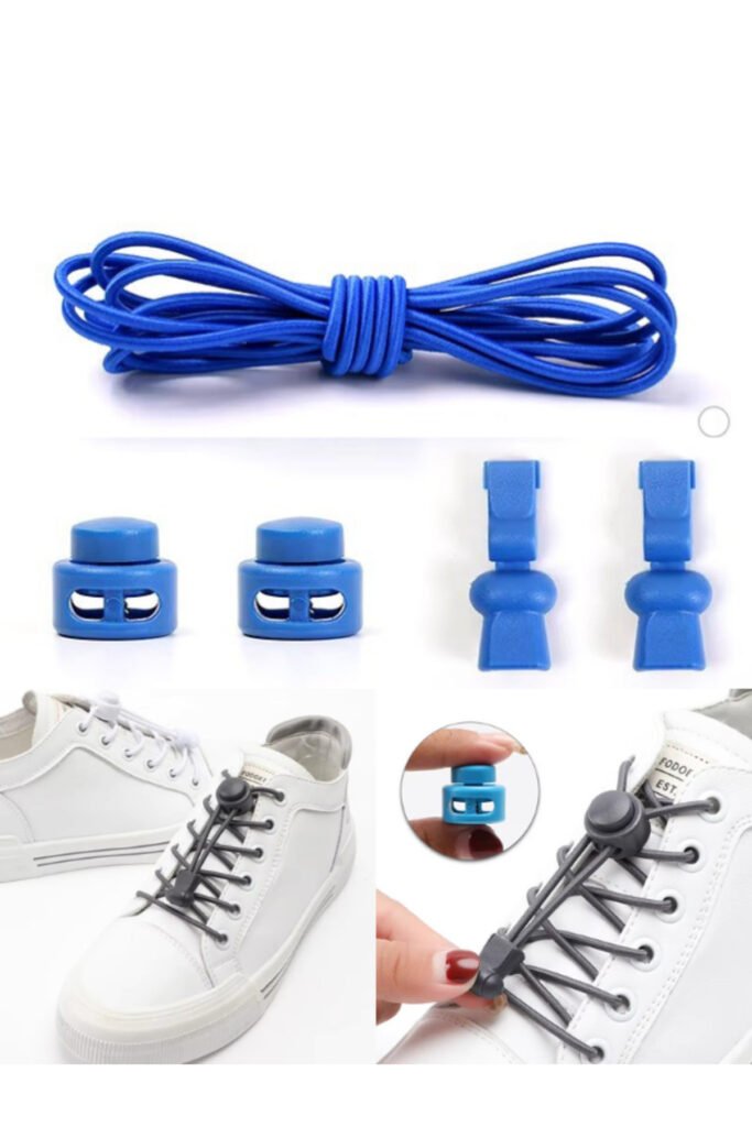 Heel'sUp Elastic No-Tie Shoelaces with Lock – 3.2 mm Round – Blue