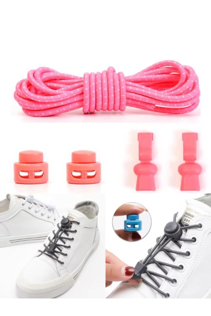 Heel'sUp Elastic No-Tie Shoelaces with Lock – 3.2 mm Round – Pink Speckled