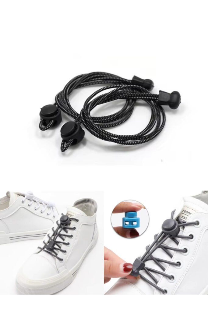 SHELAX Elastic No-Tie Shoelaces with Lock – 3.2 mm Round – Black (8680716001014)
